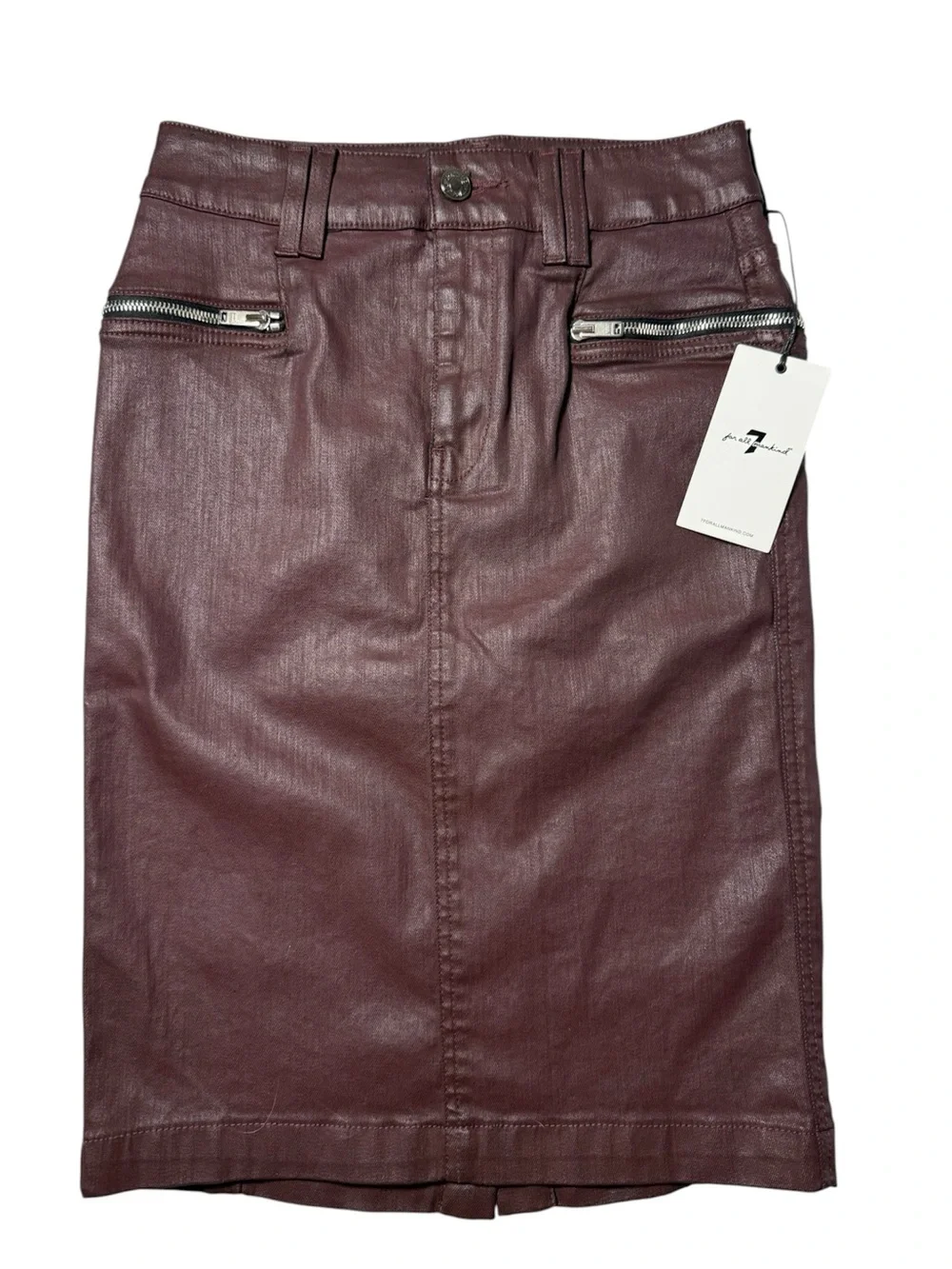 7 for All Mankind‎ Coated Sheen Denim Pencil Skirt 25